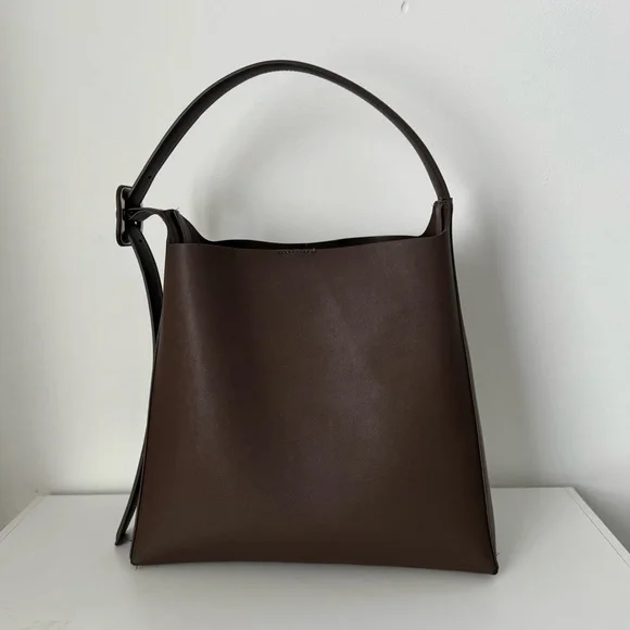 MANGO Brown Leather Tote Bag - Picture 3 of 7